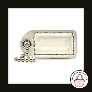 1.5" Small VINTAGE COACH White Leather Nickel Fob Bag Charm Keychain Hang Tag